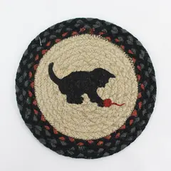 Kitten Cat Yarn Braided Jute Placemats Trivet 10in Round