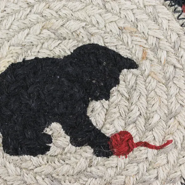 Kitten Cat Yarn Braided Jute Placemats Trivet 10in Round