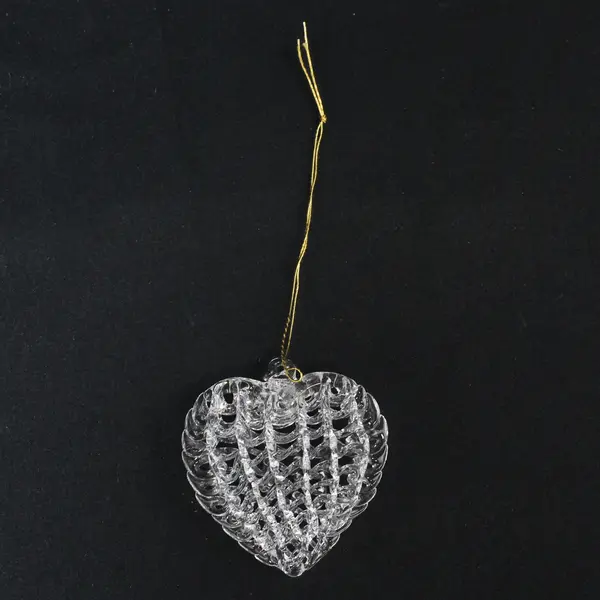 Set of 16 Glass Heart Christmas Tree Ornaments Ready to Hang Holiday