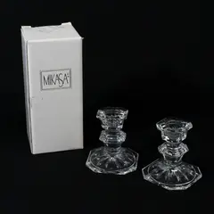 Mikasa Edinburgh Crystal Candle Holders Set of 2 3" Tall Gift Boxed