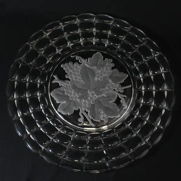 Vintage Indiana Glass Constellation Serving Platter Frosted Grape Center 18"
