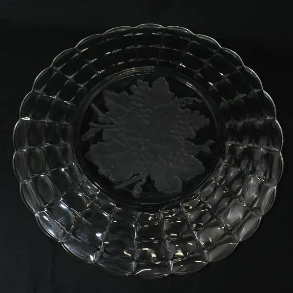 Vintage Indiana Glass Constellation Serving Platter Frosted Grape Center 18"