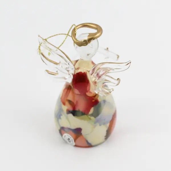 Vintage 1997 Russ Berrie 'Angel of Love' Glass Ornament Angel Playing Flute