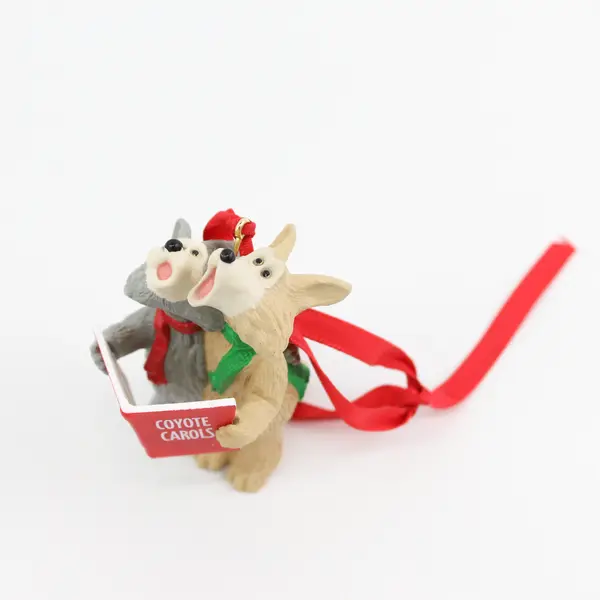 Vintage 1990 Hallmark Keepsake Ornament Coyote Carols Freestanding/Hanging