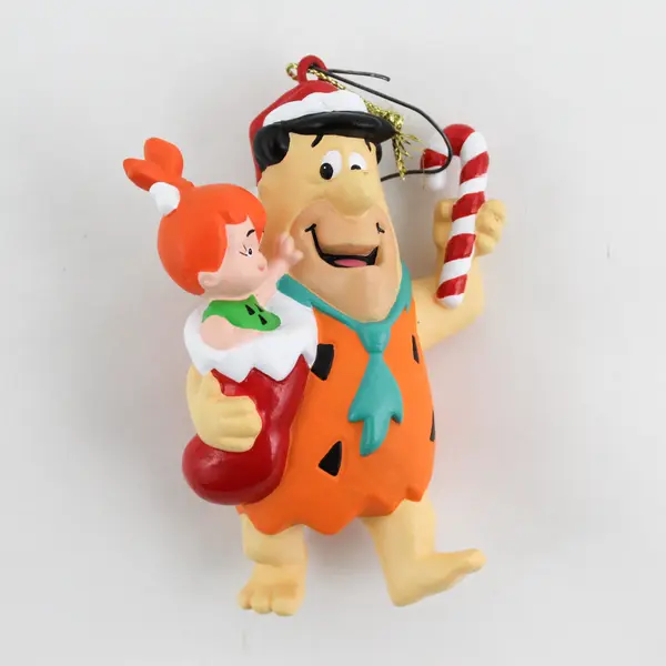 Collectible Hanna-Barbera Fred Flintstone Holding Pebbles Stocking Ornament