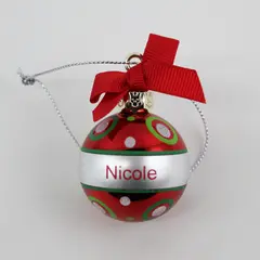 Ganz Joyous Noel Personalized Christmas Ornament Ball Red Silver Nicole Small