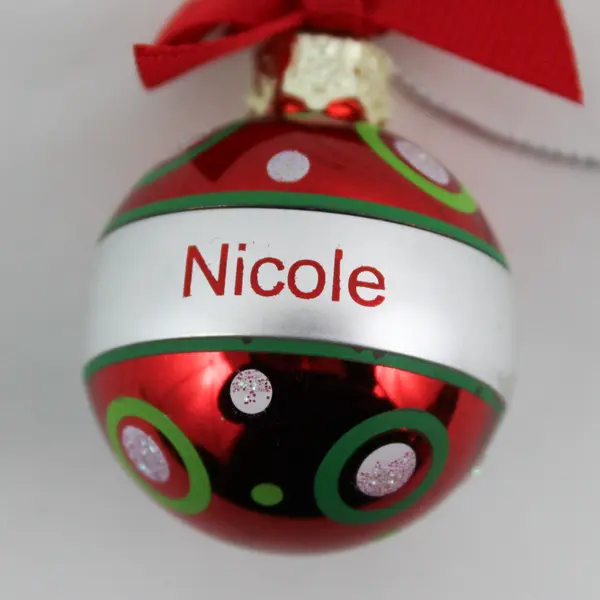 Ganz Joyous Noel Personalized Christmas Ornament Ball Red Silver Nicole Small