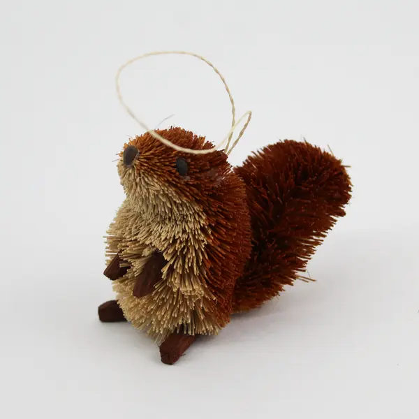 Vintage Bristle Bottle Brush Squirrel Christmas Ornament Brown 