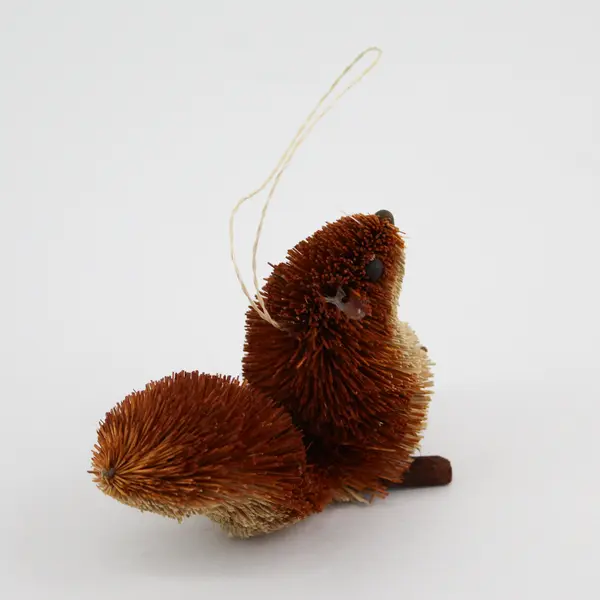 Vintage Bristle Bottle Brush Squirrel Christmas Ornament Brown 
