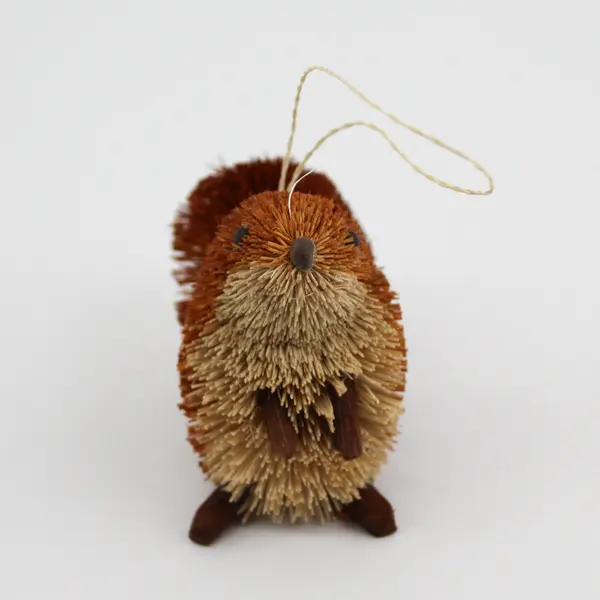 Vintage Bristle Bottle Brush Squirrel Christmas Ornament Brown 