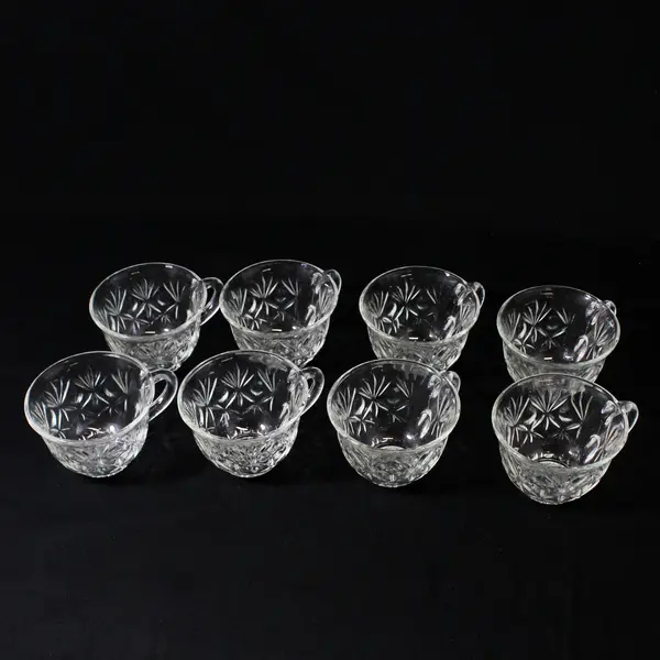 Vtg 18 Piece Hazel Atlas Lexington Punch Bowl Set Bowl With 8 Cups Hangers Ladle