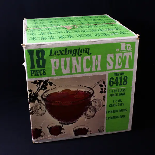 Vtg 18 Piece Hazel Atlas Lexington Punch Bowl Set Bowl With 8 Cups Hangers Ladle