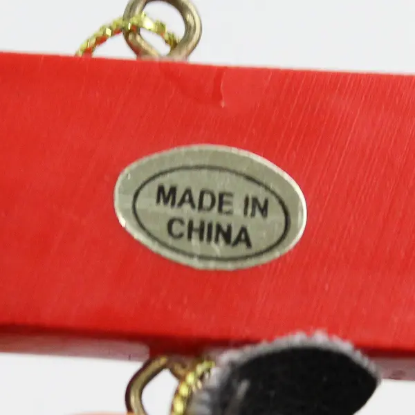 Handcrafted Gourd Pig Christmas Ornament Holding Red Barn 'Oink'