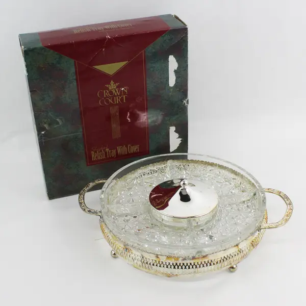 Crown Court 11in Silverplated Tray w/ Handles Antique Style