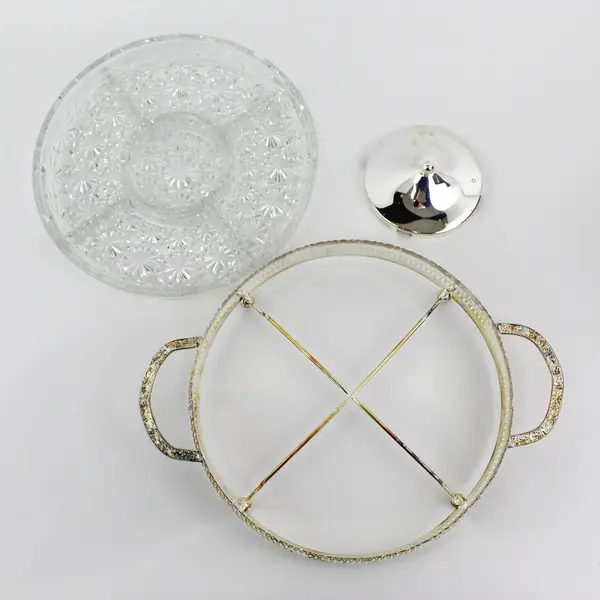 Crown Court 11in Silverplated Tray w/ Handles Antique Style