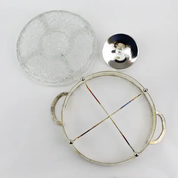 Crown Court 11in Silverplated Tray w/ Handles Antique Style