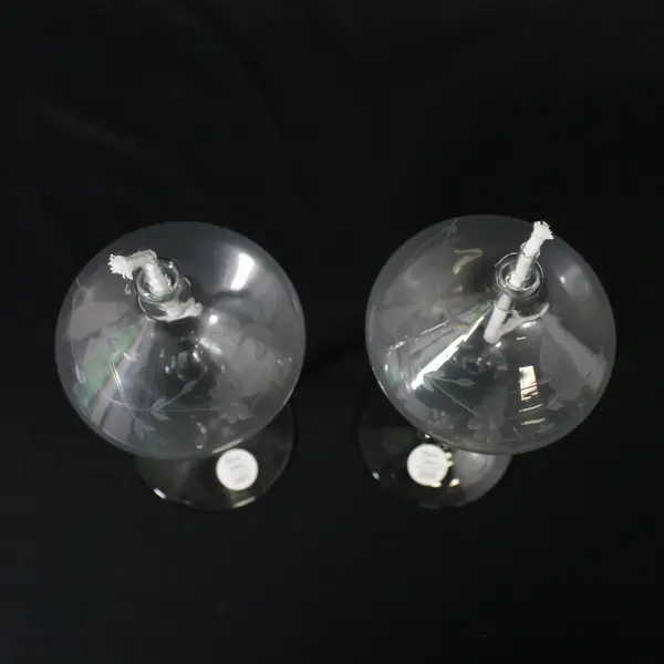 Set of 2 Vtg Princess House Heritage Crystal Oil Lamps #416 Made In Romania