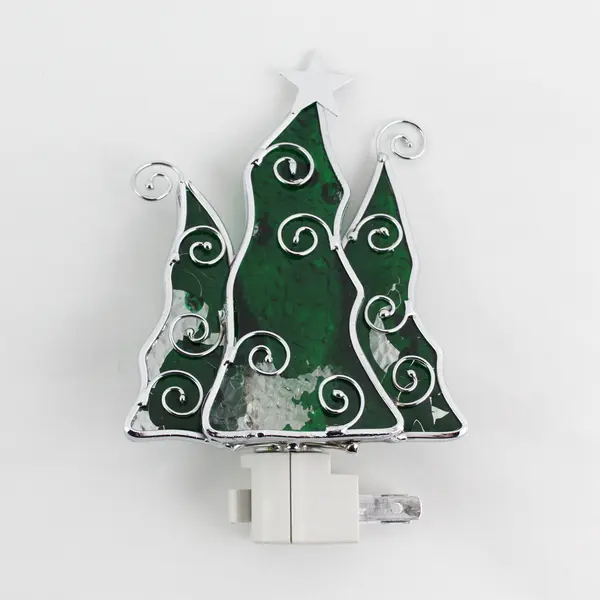 Welcome Home Holiday Glass Nightlight Christmas Trees with Star