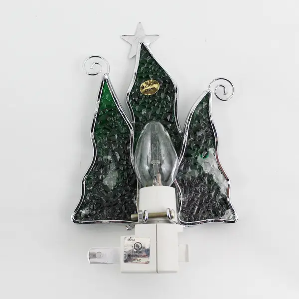 Welcome Home Holiday Glass Nightlight Christmas Trees with Star
