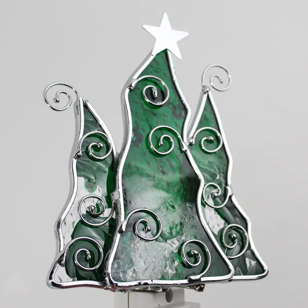 Welcome Home Holiday Glass Nightlight Christmas Trees with Star