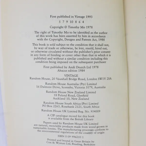 The Monkey King By Timothy Mo Softcover Vintage