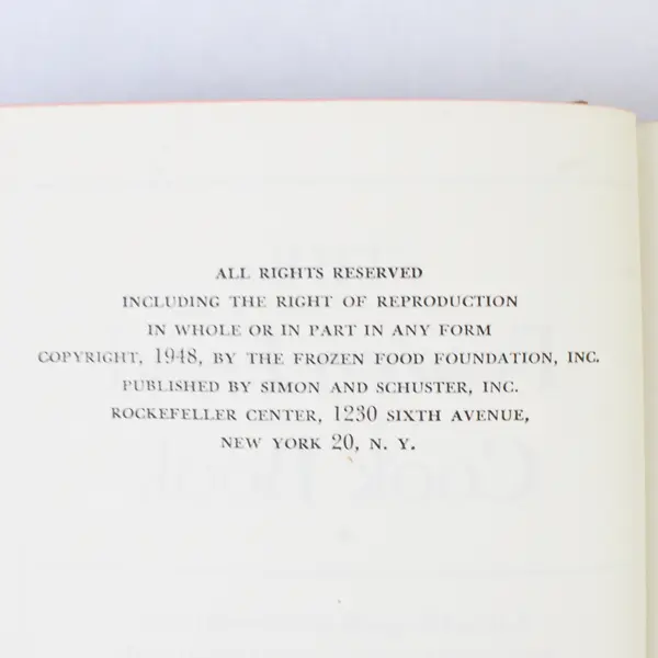 Vintage 1948 The Frozen Food Cook Book Hardcover Simon & Schuster