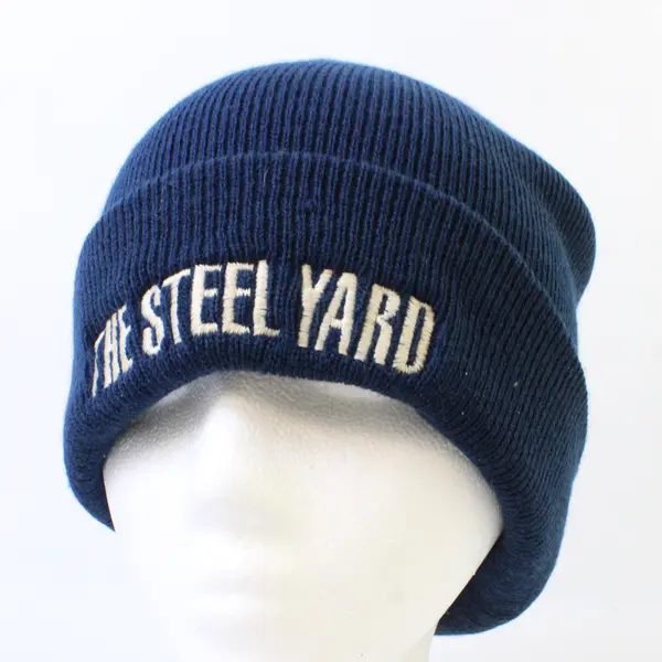 One Size Blue Beanie with White Embroidered Steel Yard Logo by Sportsman Hat