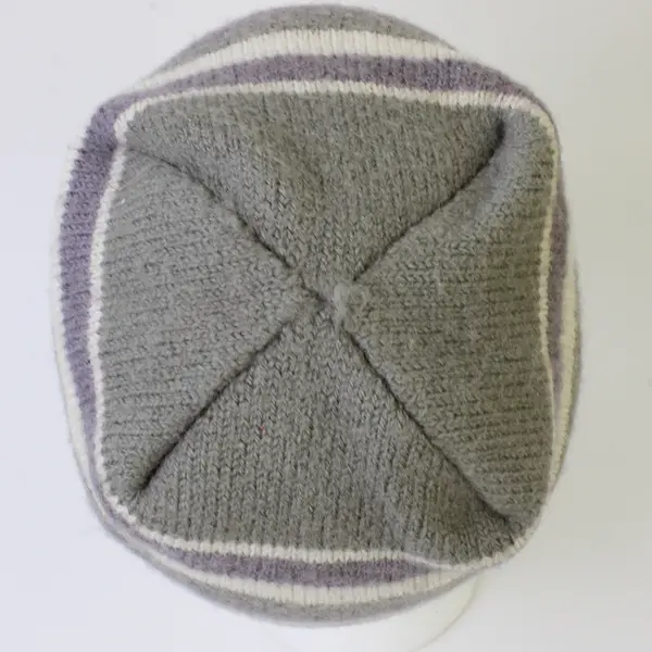 Men's Wool Knit Hat Multicolor Beanie Fleece Lined Brown White Gray Stripe Adult
