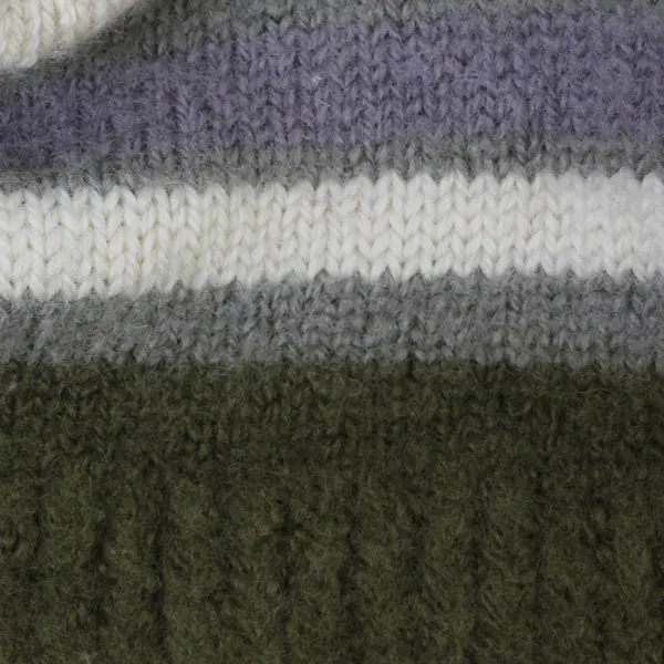 Men's Wool Knit Hat Multicolor Beanie Fleece Lined Brown White Gray Stripe Adult