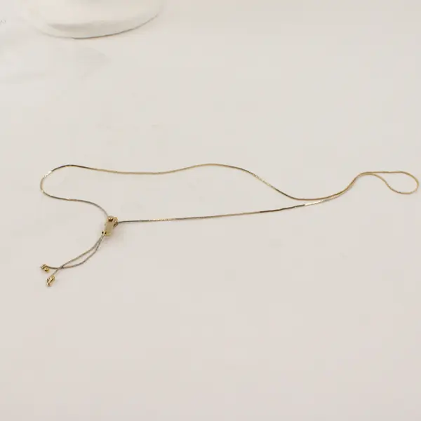 Vintage Gold-Tone Zipper Pull Lariat Necklace 14" FLAWED