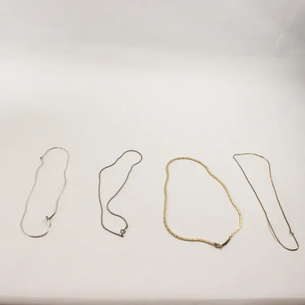 Mixed Lot of 4 Gold-Tone and Silver-Tone Cobra Chain Necklaces