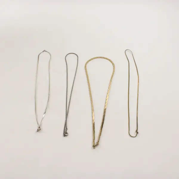 Mixed Lot of 4 Gold-Tone and Silver-Tone Cobra Chain Necklaces