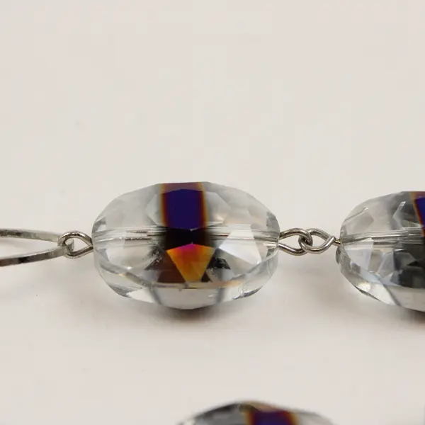 Shimmery Glass Beaded Silver-Tone Statement Necklace 38"