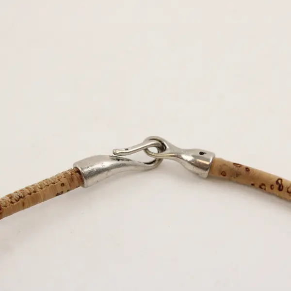 Round Tile Pattern Pendant Cork Cord Necklace 18"