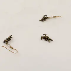 Matching Brass Cherub Dangle Earrings and Charm Set