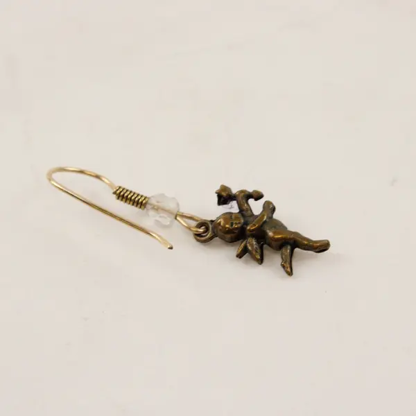 Matching Brass Cherub Dangle Earrings and Charm Set