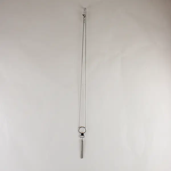 Charming Charlie Silver-Tone Hoop and Tassel Necklace 34"