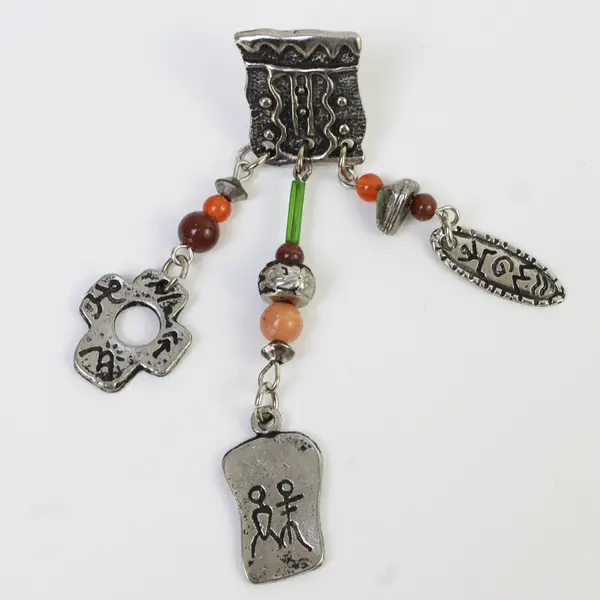 Vintage Southwestern-Style Beaded Silver-Tone Dangle Earrings