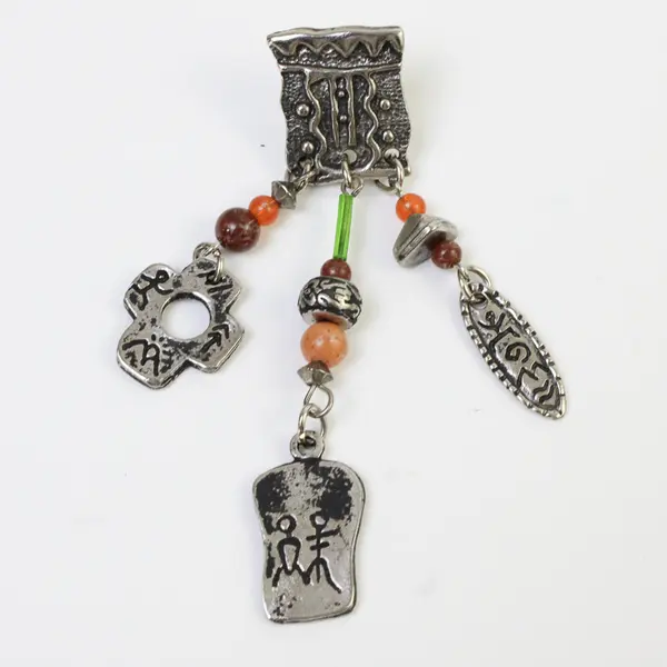 Vintage Southwestern-Style Beaded Silver-Tone Dangle Earrings