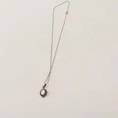 Vintage 925 Sterling Silver Mother of Pearl Inlaid Pendant Necklace 19"