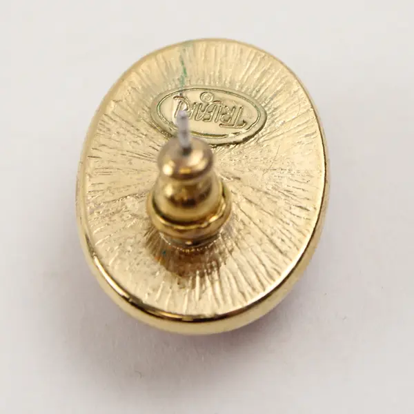 VTG Trifari Orange Lucite Gold-Tone Demi-Parure Post Earrings and Necklace Set