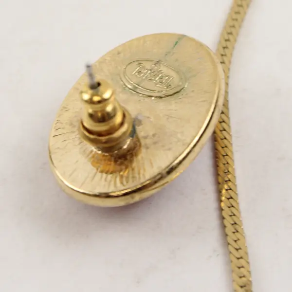 VTG Trifari Orange Lucite Gold-Tone Demi-Parure Post Earrings and Necklace Set