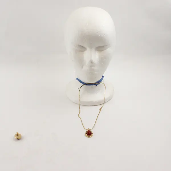 VTG Trifari Orange Lucite Gold-Tone Demi-Parure Post Earrings and Necklace Set