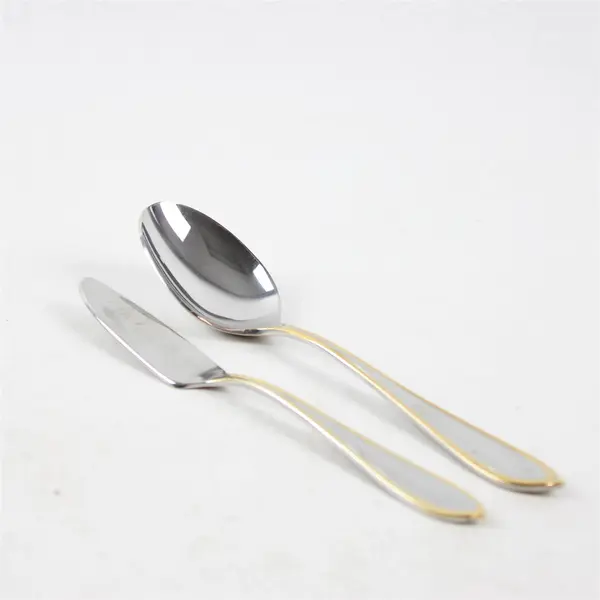 Set of 11 Yamazaki Flatware Stainless Steel Gold Accent Ariana Pattern