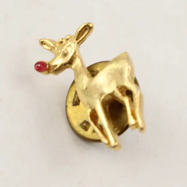 Vintage Rudolph The Red Nose Reindeer Gold-Tone Lapel Pin
