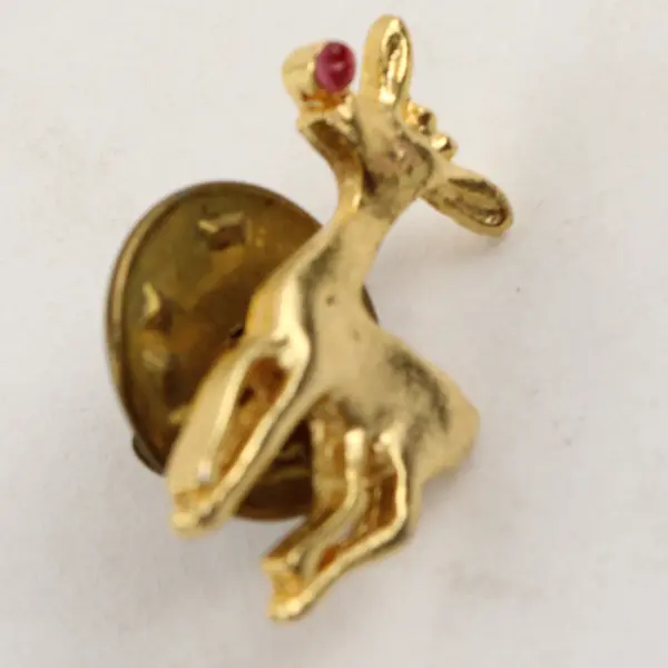 Vintage Rudolph The Red Nose Reindeer Gold-Tone Lapel Pin
