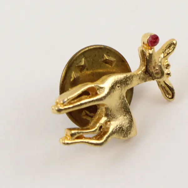 Vintage Rudolph The Red Nose Reindeer Gold-Tone Lapel Pin