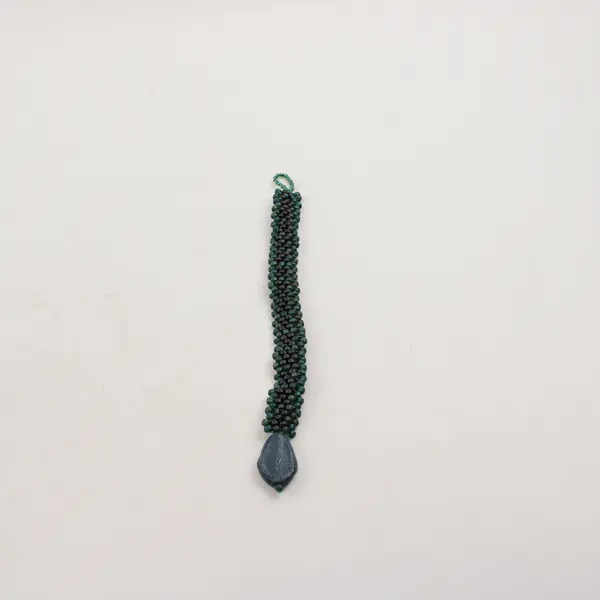 Handmade Blue and Green Beaded Boho Button Clasp Bracelet