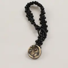 Black Beaded Boho Celestial Moon Button Clasp Bracelet