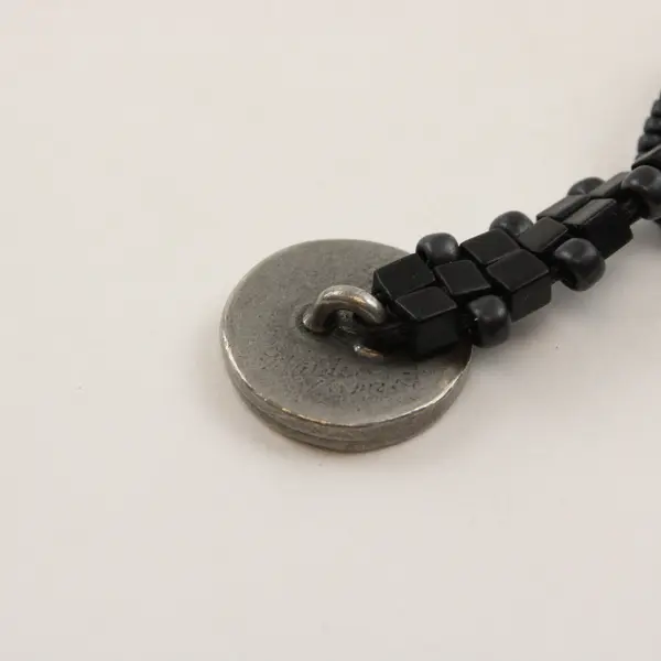 Black Beaded Boho Celestial Moon Button Clasp Bracelet